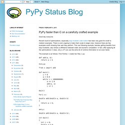 PyPy faster than C on a carefully crafted example