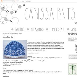 Carissa Knits: Snowflake Hat