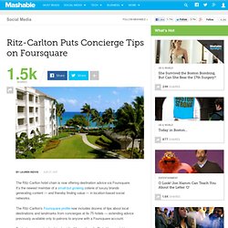 Ritz-Carlton Extends Concierge Services to Foursquare