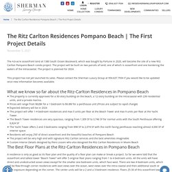 Ritz Carlton Residences Pompano Beach First Project Details