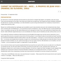 Carnet de repérages de « Nice... à propos de Jean Vigo » (Manoel de Oliveira, 1983)