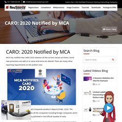 CARO 2020, New CARO Notified by MCA, MCA Notofication CARO