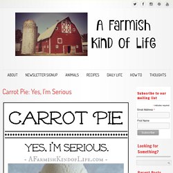 Carrot Pie: Yes, I'm Serious - A Farmish Kind of Life
