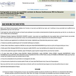 UNIVERSITE CATHOLIQUE DU GRABEN - 2008 - Mémoire en ligne : Cartographie et niveau de sensibilite varietale du Banana Xanthomona