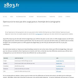 Opensource ne veut pas dire usage gratuit, l’exemple de la cartographie