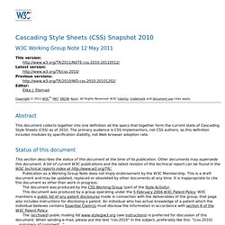 Cascading Style Sheets (CSS) Snapshot 2010