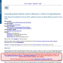 Cascading Style Sheets Level 2 Revision 1 (CSS 2.1) Specification
