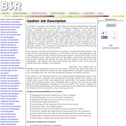 Cashier Job Descriptions, Cashier Job Description