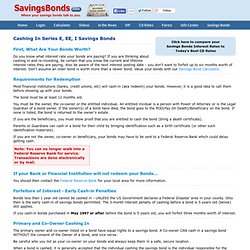 Cashing In Series E Bonds - Series EE - Series I Bond - Taxes - Values - Warnings