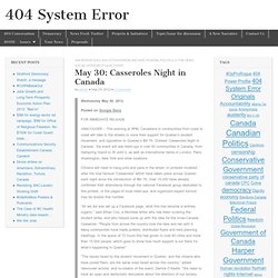 May 30: Casseroles Night in Canada
