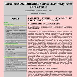 C. CASTORIADIS - L'institution imaginaire de la société