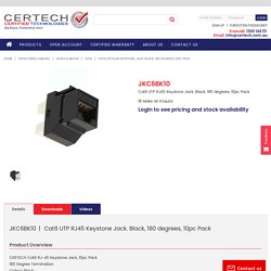 Cat6 UTP RJ45 Keystone Jack. Black, 180 degrees, 10pc Pack