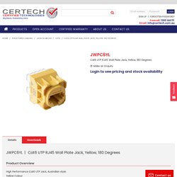 Cat6 UTP RJ45 Wall Plate Jack, Yellow, 180 Degrees