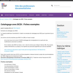 Catalogage avec BCDI : Fiches exemples