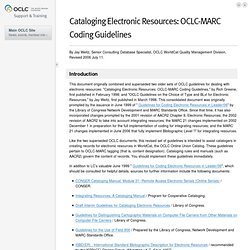 Cataloging Electronic Resources