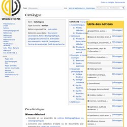 Catalogue — WikiNotions
