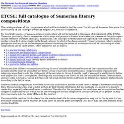 ETCSL: full catalogue of Sumerian literary compositions