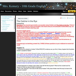 The Catcher in the Rye - Mrs. Kemery - 10th Grade English