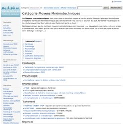 Catégorie:Moyens Mnémotechniques - Mediwiki - Wiki des ECN medecine
