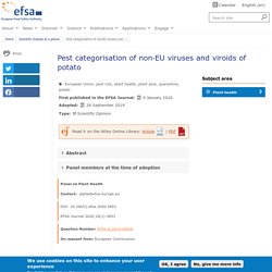 EFSA 09/01/20 Pest categorisation of non‐EU viruses and viroids of potato