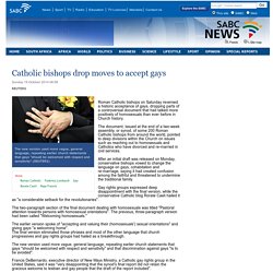 Catholic bishops drop moves to accept gays :Sunday 19 October 2014