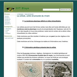 La cellule, unité structurale du vivant - SVT Blaye