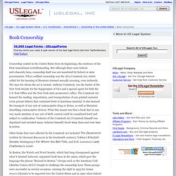 Book Censorship - U.S. Constitution - Amendment I - Censorship in the United States - US Legal System