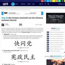 Top 10 des termes censurés sur les réseaux sociaux chinois