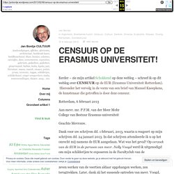 CENSUUR OP DE ERASMUS UNIVERSITEIT! – Jan Bontje CULTUUR