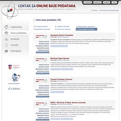 Centar za online baze podataka - Pregled baza podataka
