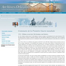 Centenaire de la Première Guerre mondiale - Archives municipales de la ville d'Orléans