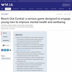 Reach Out Central: a serious game designed to engage young men to improve mental health and wellbeing