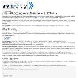 edge of sanity . Central Logging with Open Source Software