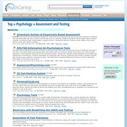 Psych Central: Psychology: Assessment and Testing