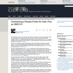 Centralizing a People Finder for Haiti, Pl