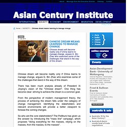 Asian Century Institute - Chinese dream means learning to manage change