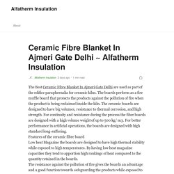 Ceramic Fibre Blanket In Ajmeri Gate Delhi ~ Alfatherm Insulation