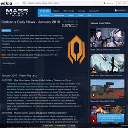 Cerberus Daily News - January 2010 - Mass Effect Wiki - Mass Effect, Mass Effect 2, Mass Effect 3, walkthroughs and more. - Wikia