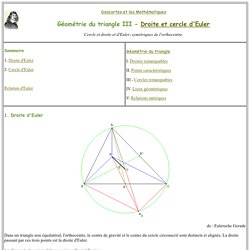 Cercles et droites d'Euler