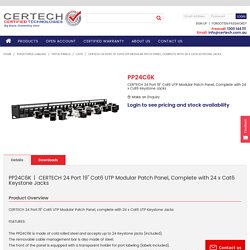 CERTECH 24 Port 19" Cat6 UTP Modular Patch Panel, Complete with 24 x Cat6 Keystone Jacks
