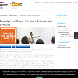 Formation certifiante : Formateur Professionnel d’Adultes » CAFOC de Nantes
