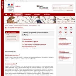 Certificat d’aptitude professionnelle (C.A.P.) - Lettres - Éduscol