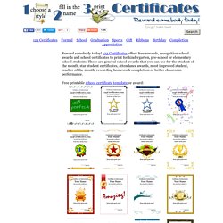 Printable school certificates, school awards to print, student reward certificates, school-theme certificate templates, certificates for teachers to print