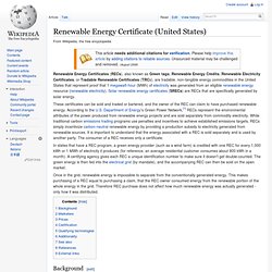 Renewable Energy Certificate (United States)