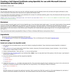Creating a Self-Signed Certificate using OpenSSL for use with Microsoft Internet Information Services (IIS) 5