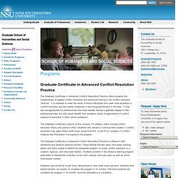 Graduate Certificate in Advanced Conflict Resolution Practice