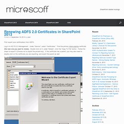 Renewing ADFS 2.0 Certificates in SharePoint 2013