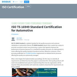ISO TS 16949 Standard Certification for Automotive