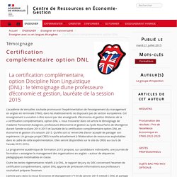 Certification complémentaire option DNL