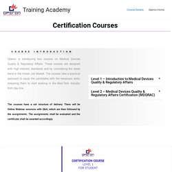 Certification Courses - Training Academy